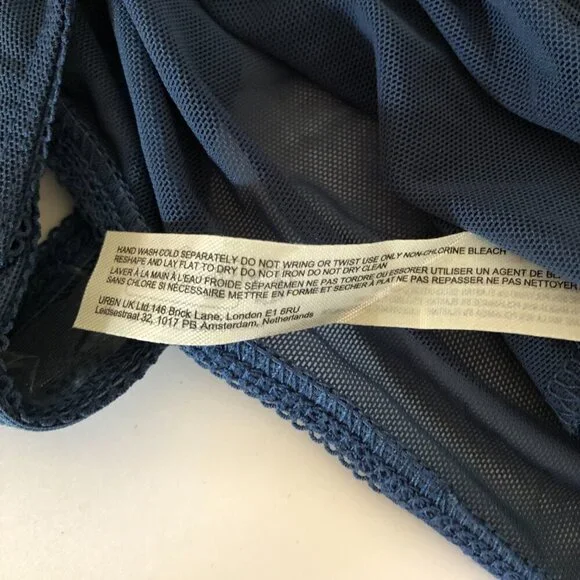 Free People Filter Finish Mesh Navy Blue Bodysuit NWT XL - Picture 3 of 7